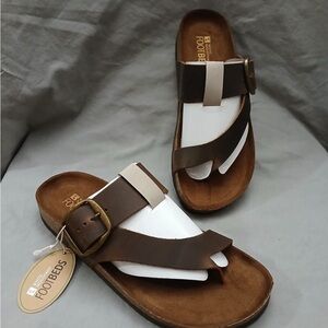 Birkenstock Brown and White Sandals